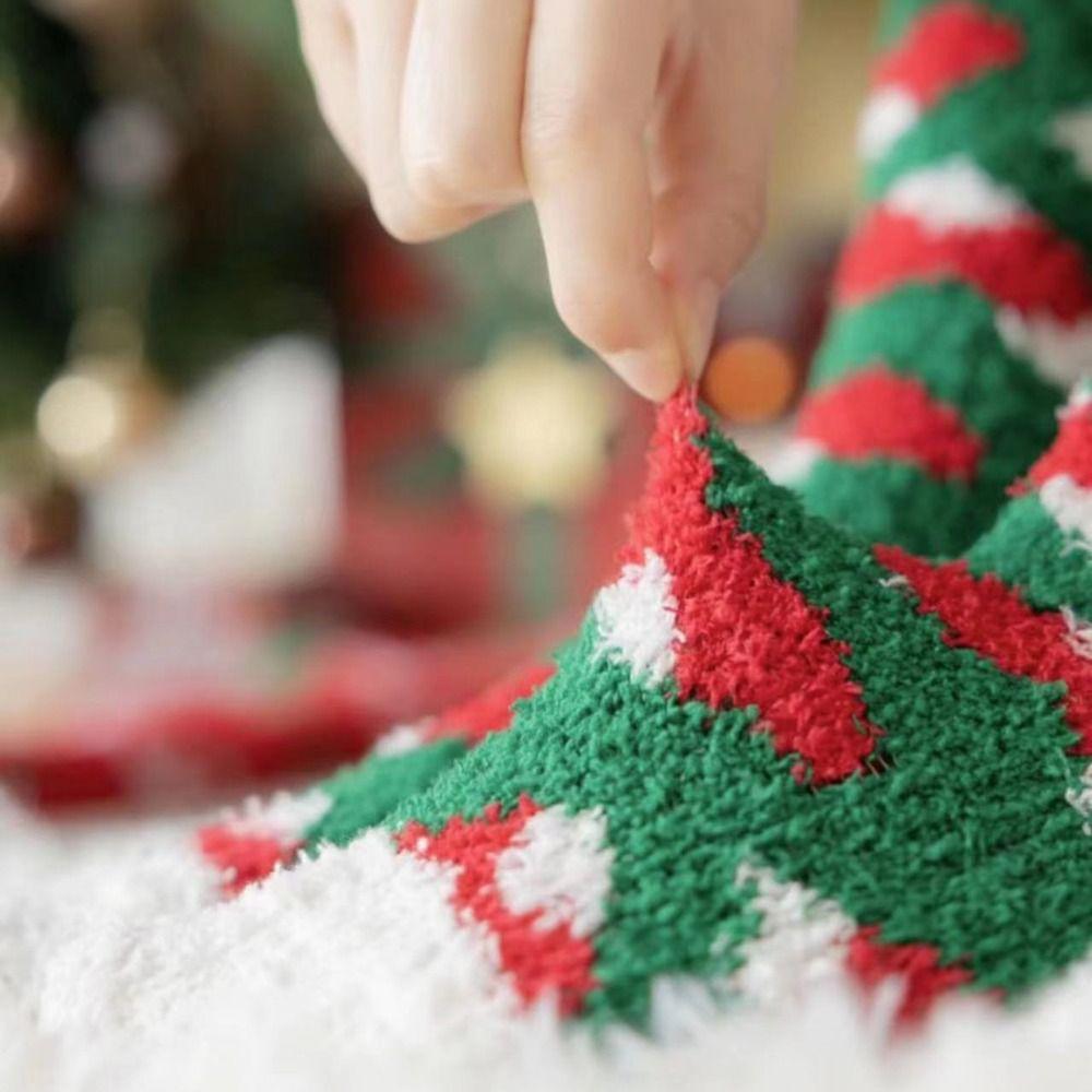 Non-slip Christmas Velvet Socks Winter Carpet Socks Xmas Gifts Fluffy Floor Socks  Women