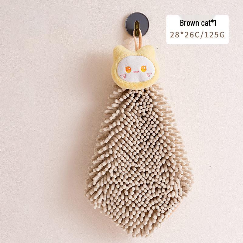 Cartoon Quick-Dry Chenille Towel for Kitchen & Bath, Wall-Mounted & Water-Absorbing
