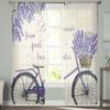 Farm Purple Fresh Flower Lavender Bicycle Tulle Window Curtains Living Room Bedroom Voile Decoration Sheer Made Of Polyester Sitting Decor