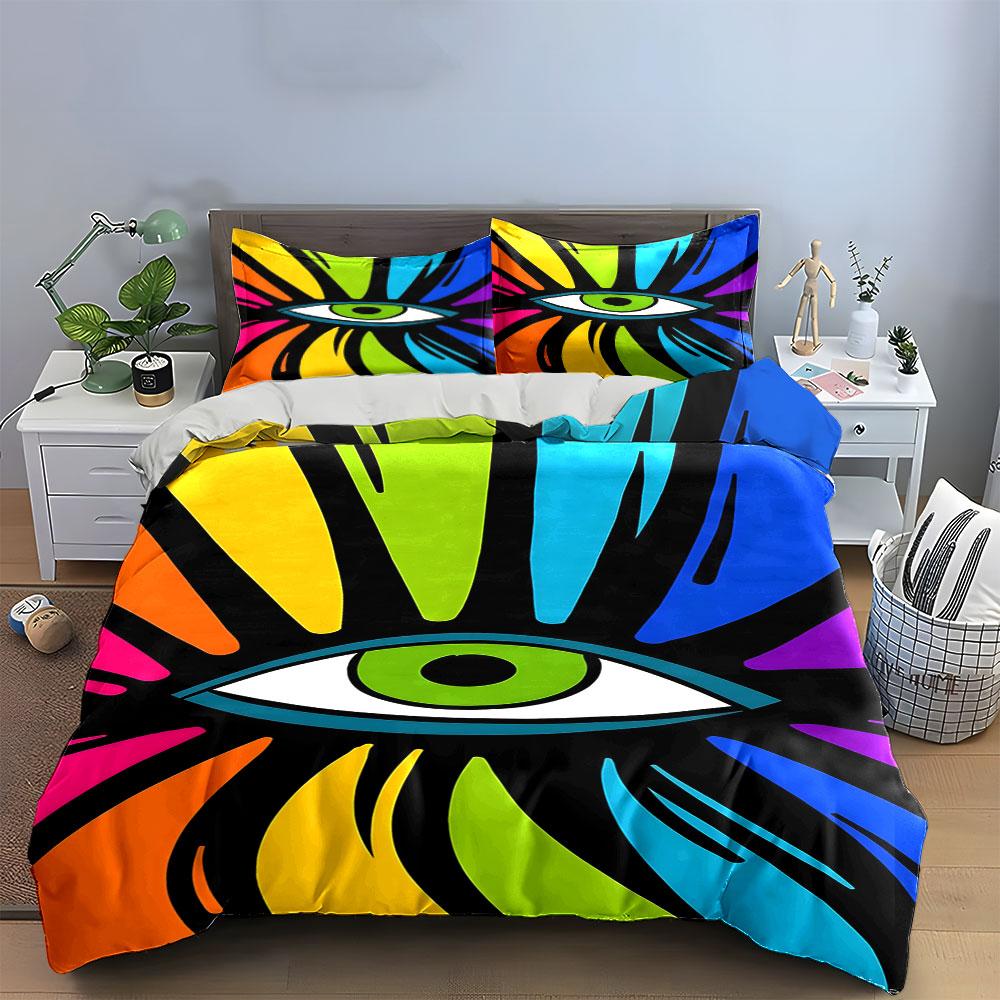 Abstract Colorful Eye Design. Bedding Sets Duvet Cover Sets Duvet Covers Pillowcases(1*Duvet Cover 2*Pillowcases Without Duvet Insert)
