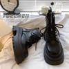 Black Sweet And Cool Lace-Up 2024 Autumn And Winter New Thick-Soled Joker British Style Tube Thin Women'S Booties.