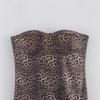 2025 Spring Women's European & American Style Leopard Print Strapless Puff Skirt