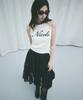 Nigaennikol Tiered Sheer Long Skirt_Black