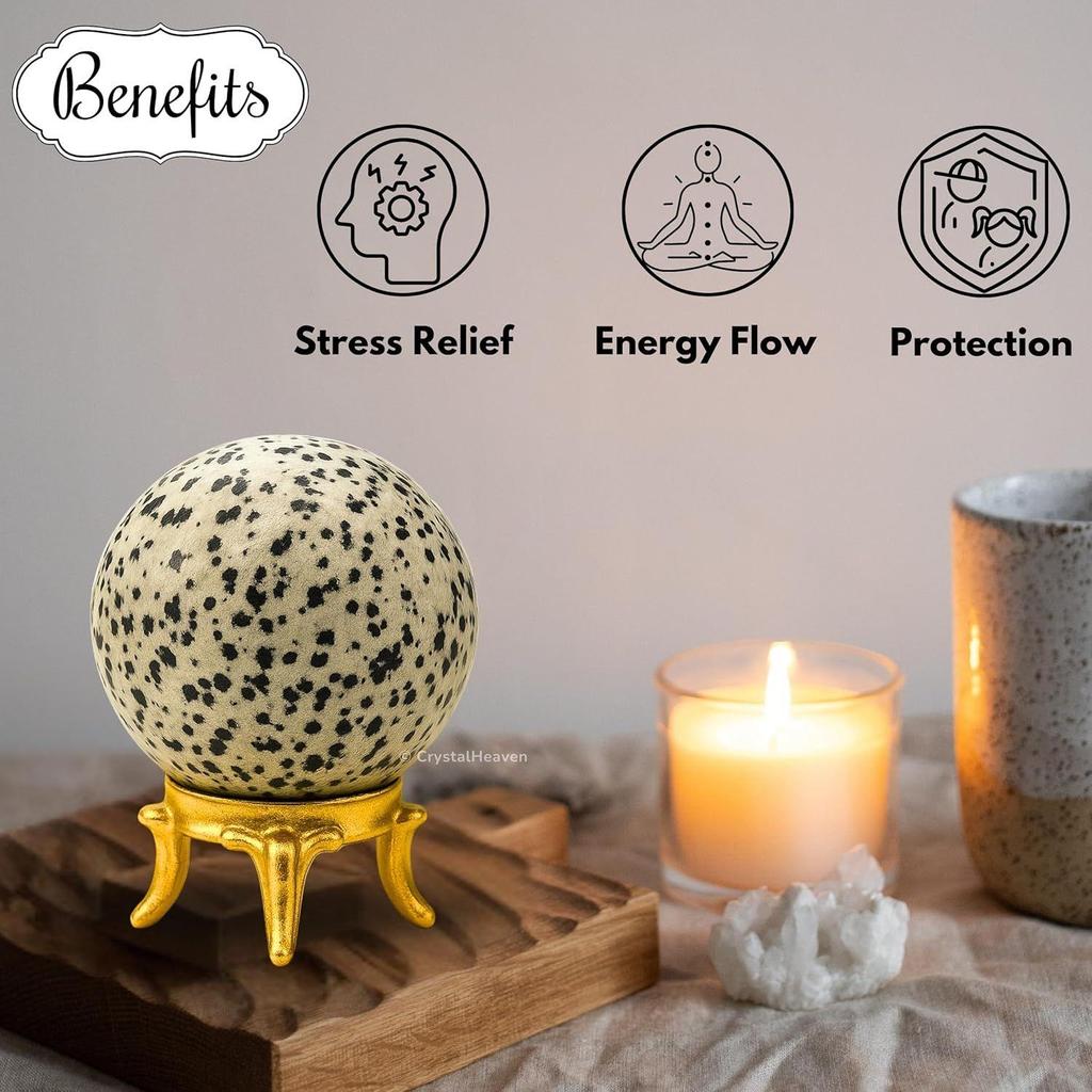Certified Dalmatian Jasper Crystal Ball for Meditation - Premium Crystal Vastu Items for Home and Feng Shui Items
