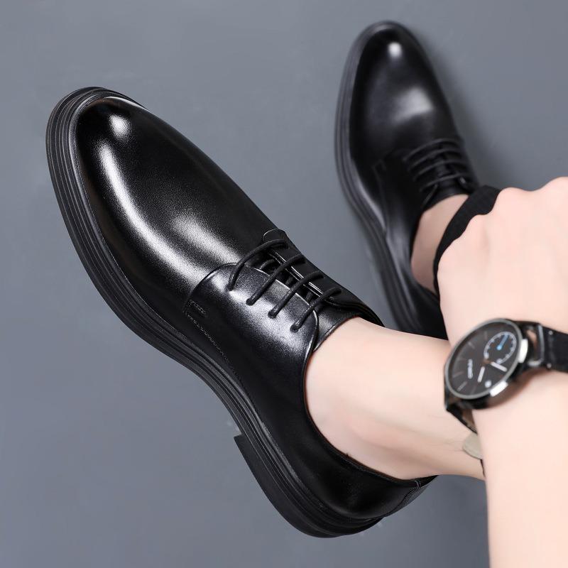 Fashion Designer Leather Increase Men's Derby Shoes Fashion Black Increase Men's Wedding Shoes Spring Autumn Business Dress Shoe Male