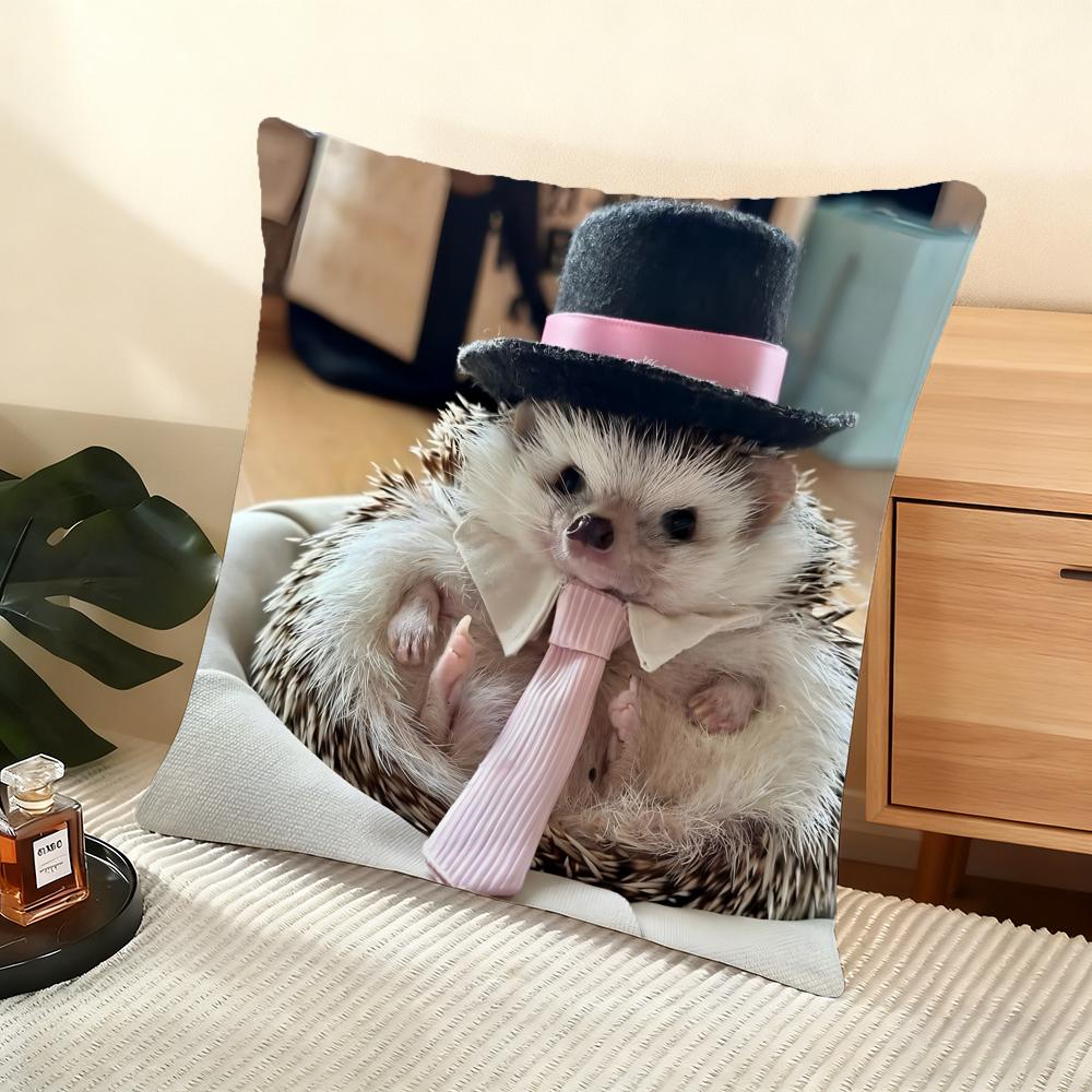 Cute Hedgehog Cushion Cover Soft Short Plush Pillow Cover Smooth Cozy Texture Aesthetic Cushion Case Home Decor