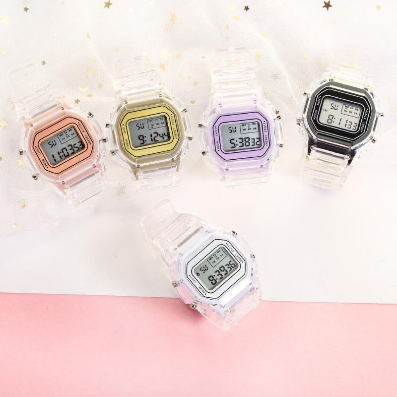Factory Direct LED Electronic Watch Student Sports Outdoor Watch Digital Multifunctional Waterproof Matcha Green Small Square Watch