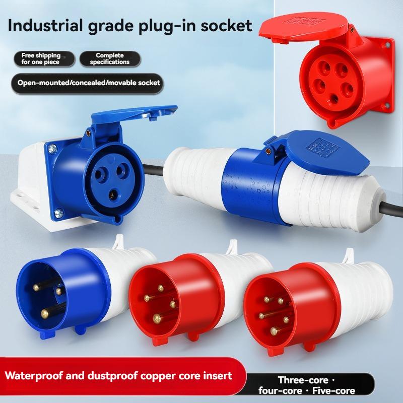 IP44 Waterproof Industrial Connector Plug & Socket 3PIN 4PIN 5PIN 16A 32A Electrical Connection Wall Mount Socket Sturdy