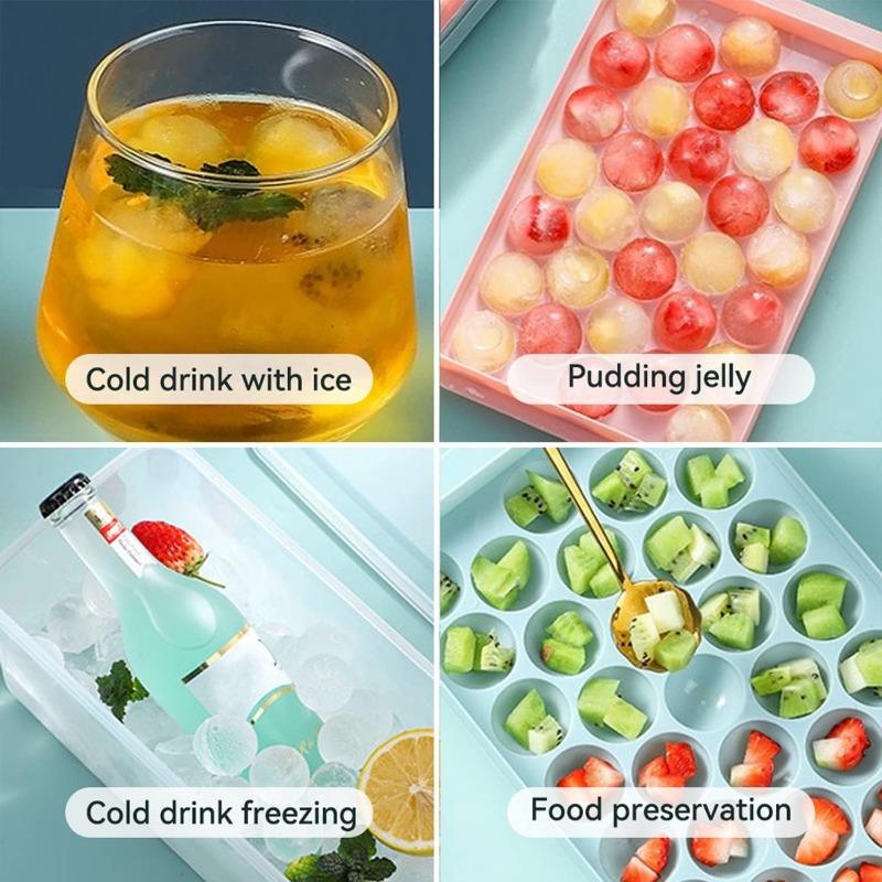 1-5PCS Ice Mold with Lid Diamond Design Easy Release 3D Round Ice Ball Maker Plastic Freezer Tray for Whiskey Cocktails Reusable