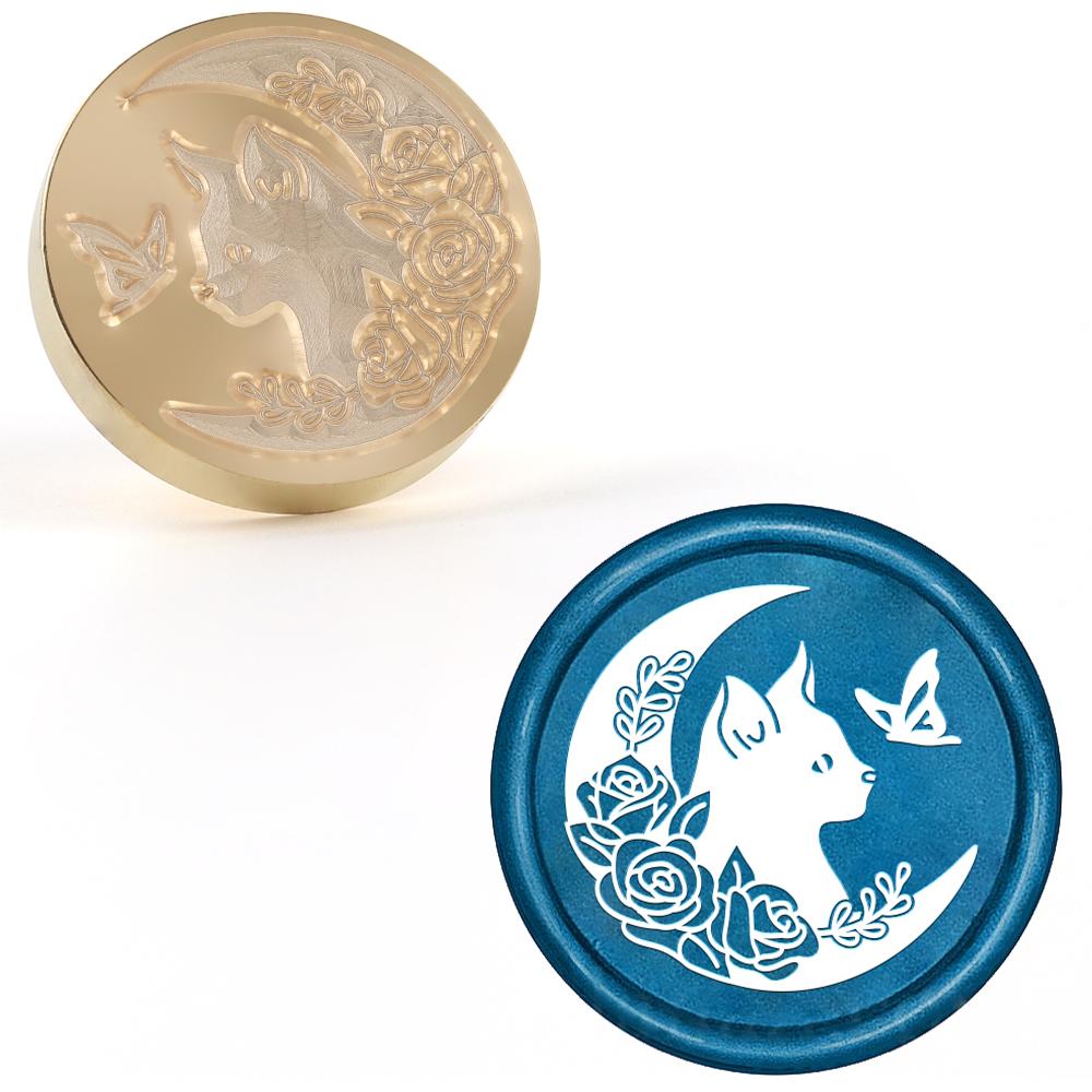 Moon Series Wax Seal Stamp, Pentagram Sealing Wax Solid Brass Stamp Heads Removable, For Decorating Notebook Invitations