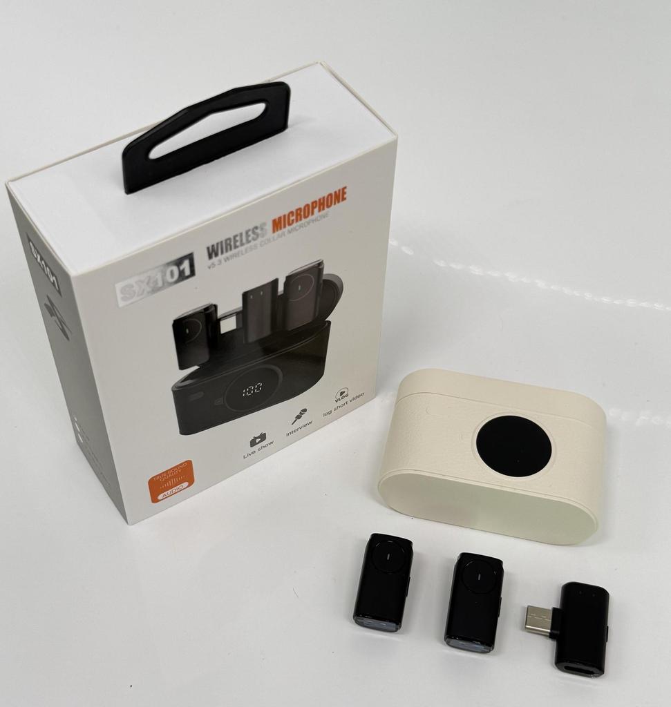 SX101 Wireless Lavalier Microphone with AI Noise Reduction for Live Streaming and Recording
