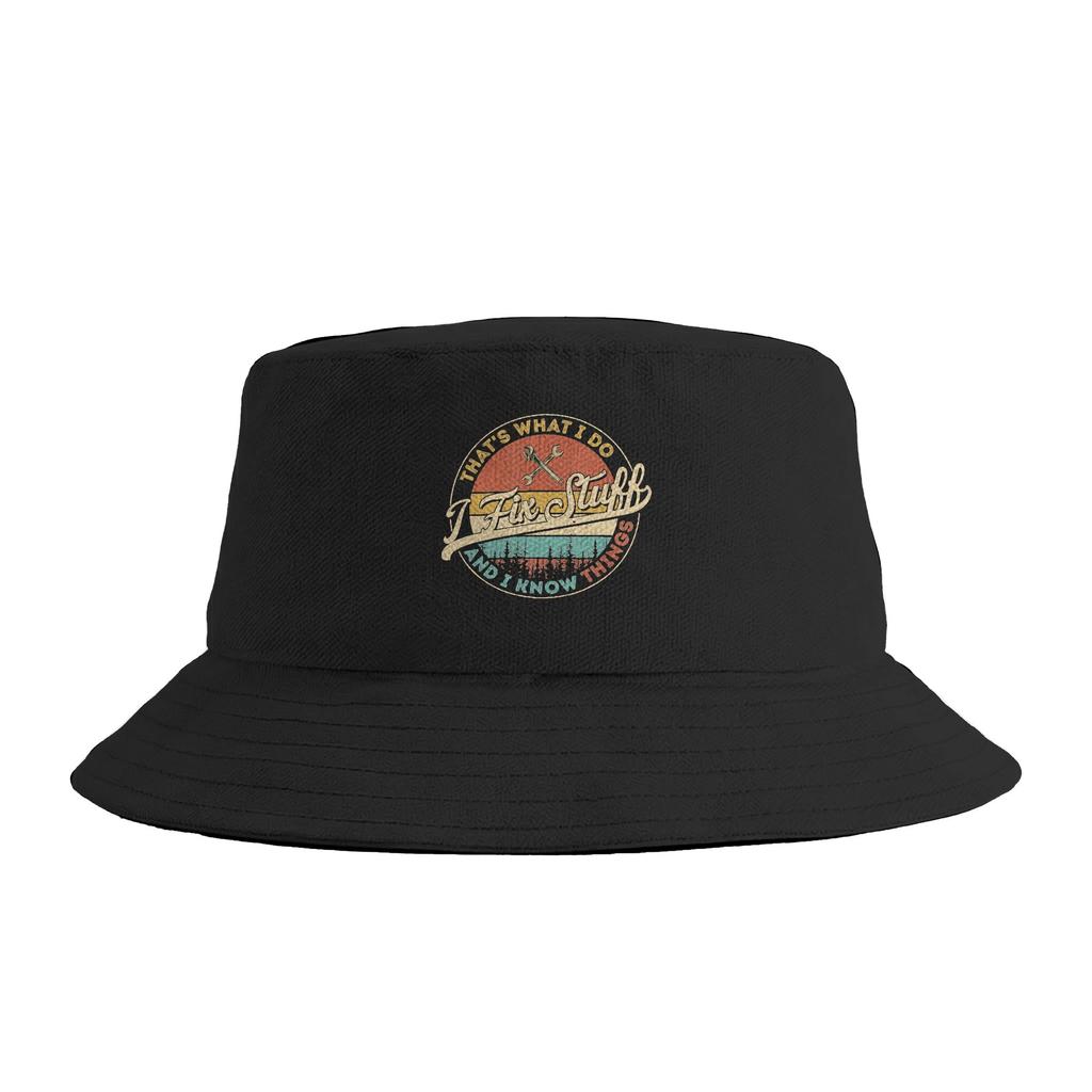 That'S What I Do I Fix Stuff And I Know Things Funny Dad Bucket Hat Summer Funny Fisherman Hats For Men Women Beach Travel Caps