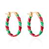 Merry Christmas Colorful Earrings Ear Hoop for Women Minimalist Red Green Twist Round Circle Earring for Women Girl New Year Xmas Jewelry Gifts