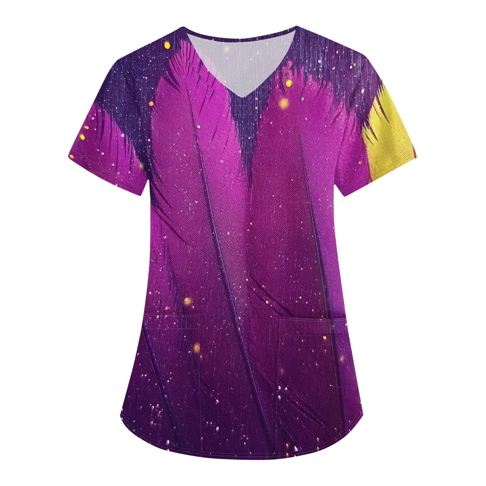 

Женская карнавальная принтовая свободная униформа с V-образным вырезом и карманом с коротким рукавом XXXXL