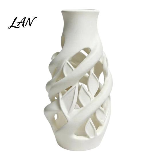 Hollow Vase for Dried Flowers 3D Printed White Vase, Modern Abstract Art Flower Pot Artistic Table Centerpiece Bedroom Living Room Bedroom, Minimalist