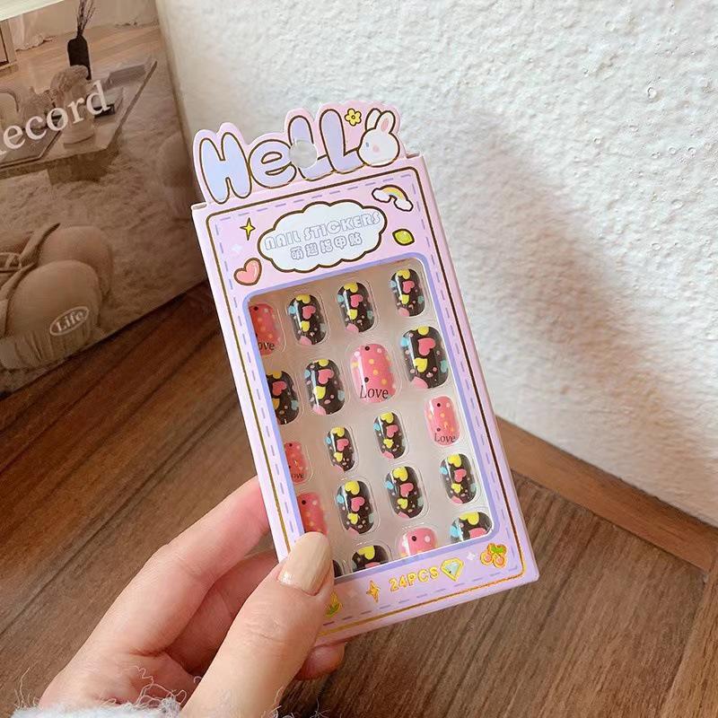 Cute Press-On Nail Stickers for Medium and Large Children - Self-Adhesive and Removable