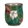 Waza No Kura Stylish Kutani Ware Teacup, Green Camellia Design, Ceramic, Brand Name, Japanese Tableware, Made In Japan, Perfect As a Birthday Present