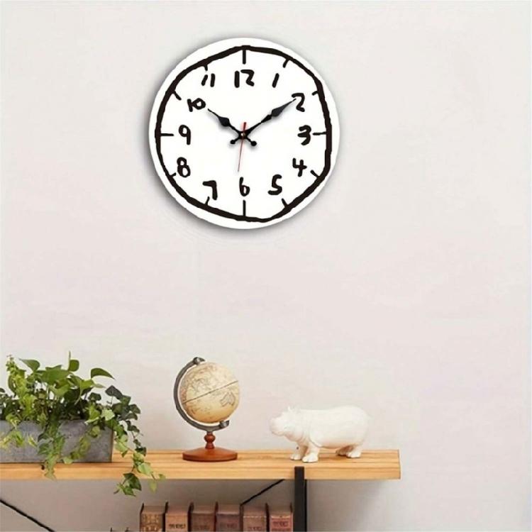 Acrylic Wall Clock with Artistic Graffitis Number Hanging Clock for Classroom or Studio