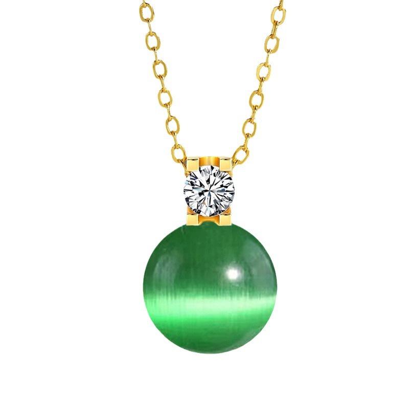 Zirkon Katzenaugenstein Anhänger Schlüsselbeinkette für Frauen