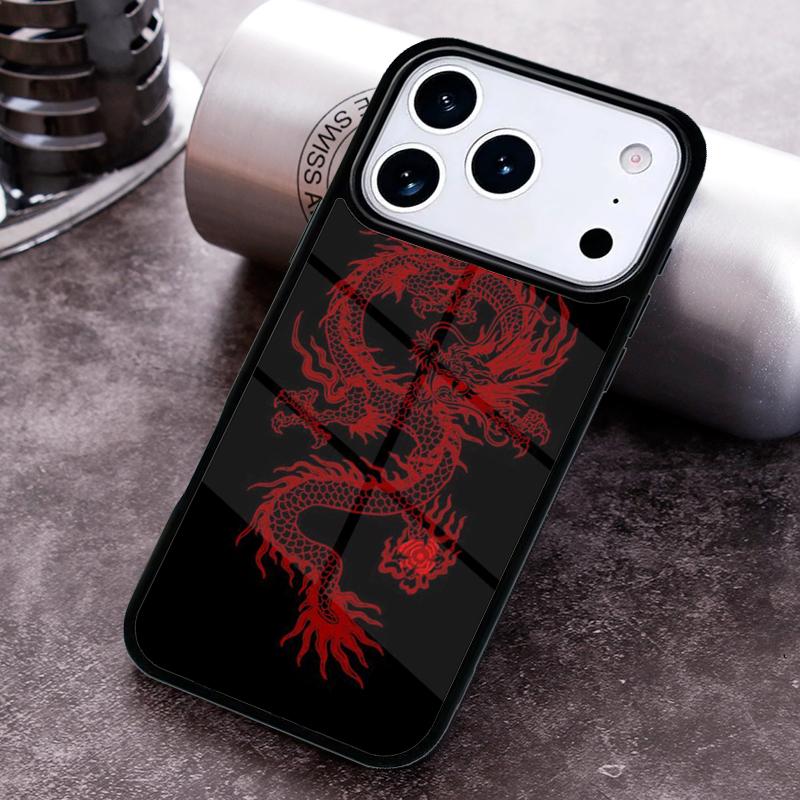 Red Dragon Soft Phone Case for iPhone 17 16 15 Pro Max Air 14 13 12 11 Plus Shockproof Capa Cover