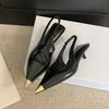 Fashion SUOJIALUN 2025 Spring New Brand Women Sandal Fashion Pointed Toe Shallow Slip On Ladies Slingback Shoes Thin High Heel Dress Pum