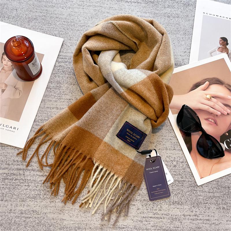Luxury Plaid Scarf Winter Warm Cashmere Women Long Bandana Pashmina Foulard Female Scarves Tassel Shawl And Wraps  Design