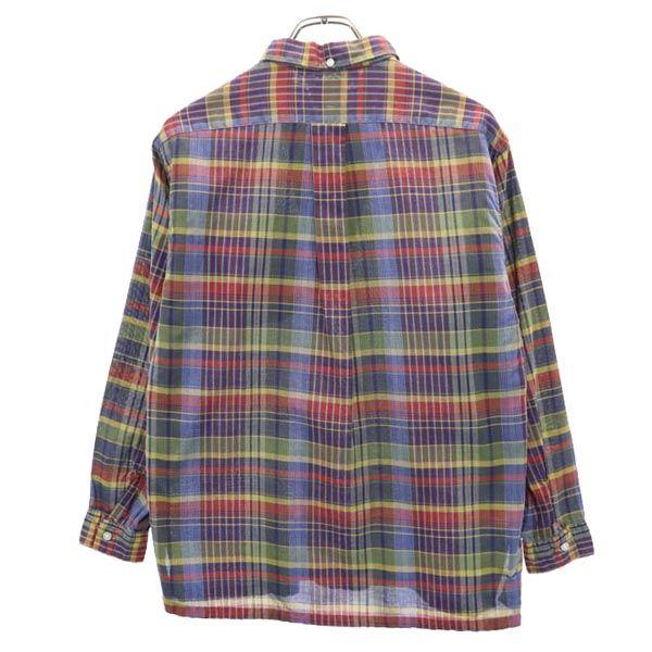 Me and My Gal 70s Vintage Check Pattern Long Sleeve Half Button Button Down Shirt Men's Used