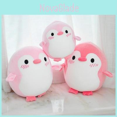 Pink Penguin Stuffed Animal With Short Plush Material For Childrens Room Decor
