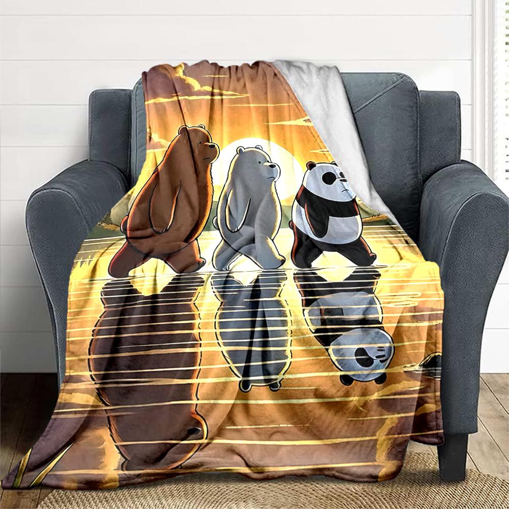 1pc We Bare Bears Flannel Throw Blanket Lightweight Soft Warm All Season Blanket for Sofa, Bed, Travel,L1028151