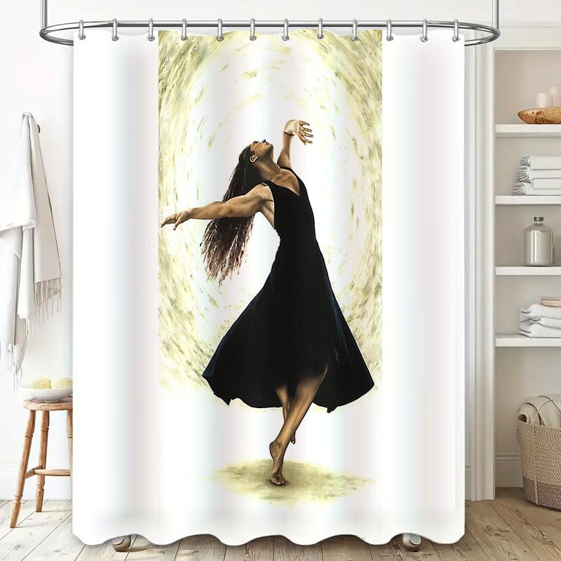 Elegant Dancer Shower Curtain Modern Art Bathroom Decor Abstract Figure Wall Hanging Home Textile Room Divider Washable