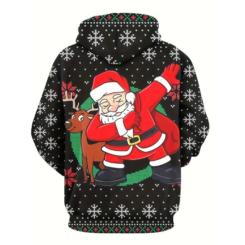 Funny Men's Hoodie Christmas 3D Print Fashion Short sleeve sweatshirt Outdoor Casual male street oversize clothing Everyday Wear