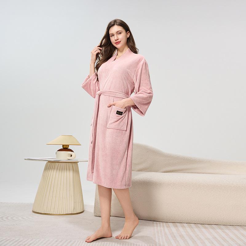 Unisex Jacquardfleece Badrock - Lång, Förtjockad, Plus Size Pyjamas för Höst & Vinter.