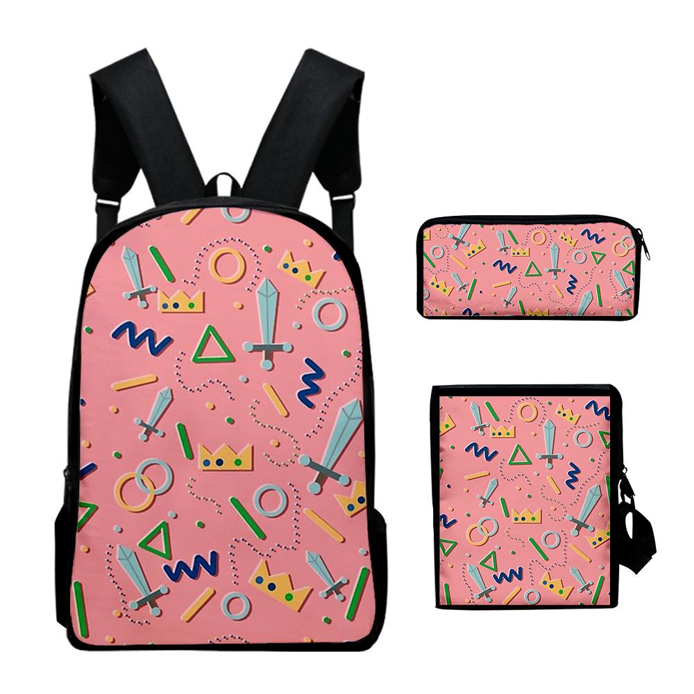 Classic Novelty Peculiar Dreamteam 3D Print 3pcs/Set Pupil School Bags Laptop Daypack Backpack Inclined Shoulder Bag Pencil Case