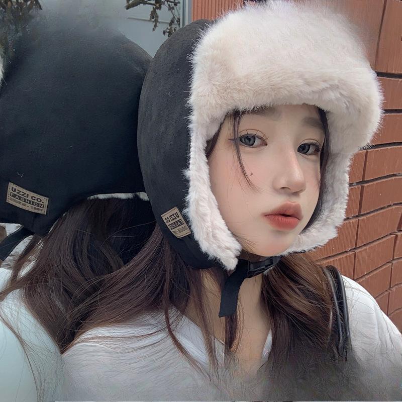 Women's Hats with Velvet Thickened Heating Electric Bike Outdoor Cycling Ear Protection Windproof Cold Northeast Lei Feng Hat Men