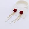 S925 Sterling Silver Red Rose Tassel Earrings: 2024 Luxury Velvet Design