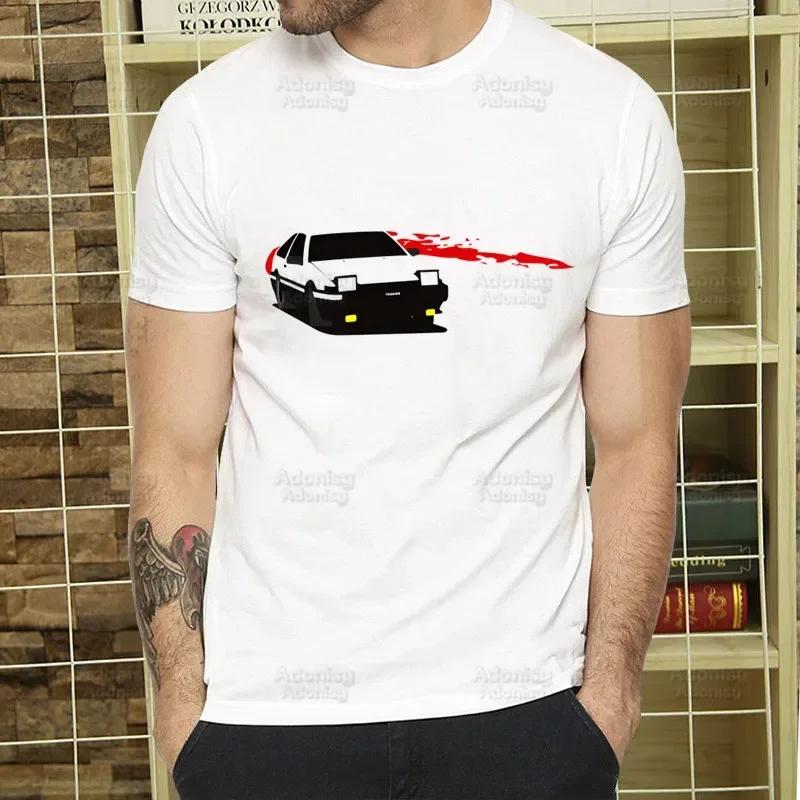 Initial D T Shirt Men Retro Washed Tops Tees Harajuku AE86 Drift Tshirt Hip Hop Male Fujiwara Tofu JDM Japanese T-shirts