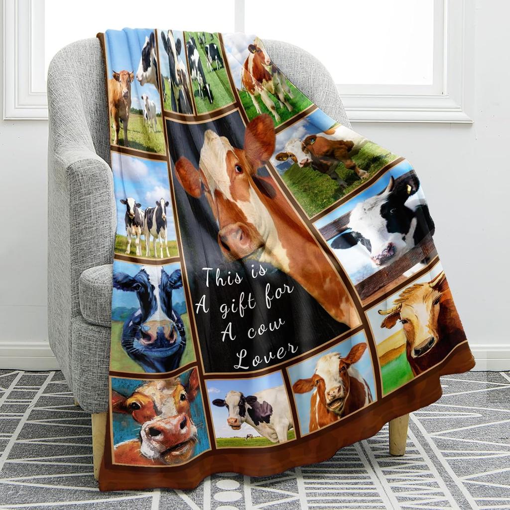 Cute Cattle Blanket Super Soft Flannel Throw Blankets Mantas Kids Adults for Bedding Bedroom Living Rooms Sofa Full Season Gifts