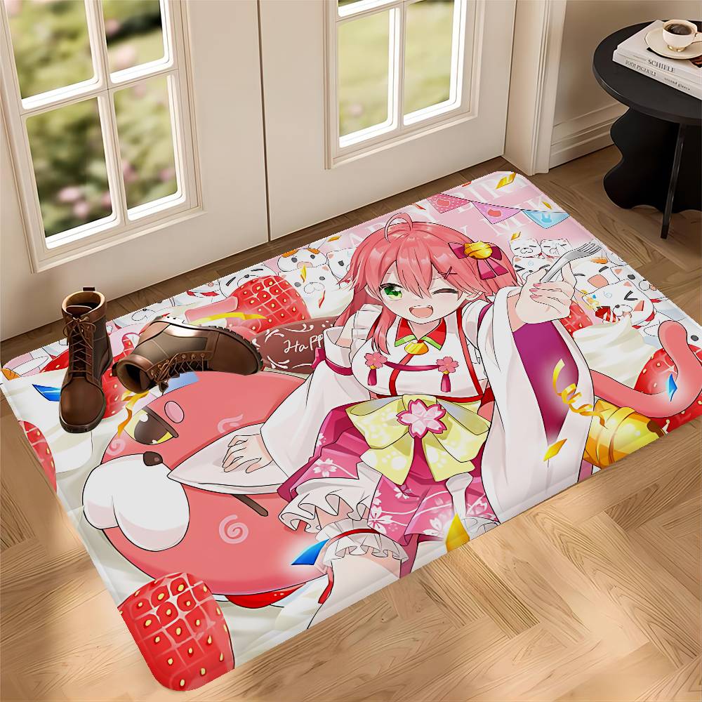 Hololive Sakura M-miko Bath Mat Kids Room Bedroom Decoration Balcony Anti-Slip Doormat Living Room Alfombra