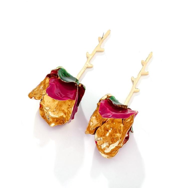 Alluring Long Floral Patterned Earrings Sophisticated Long Floral Earrings for Women Evening Party Fashion Ear Pendant