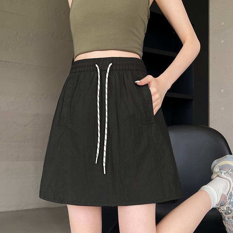 

Apricot 2025 Women s A-line Elastic Waist Skirt Shorts - Loose, Slimming, Anti-exposure. Small чёрный