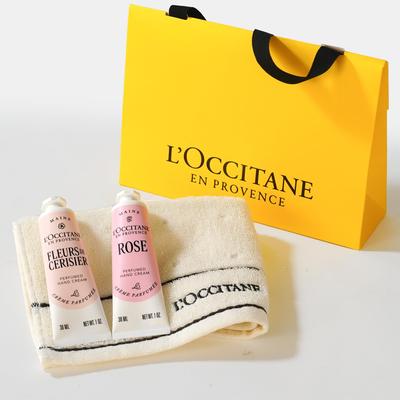 Floral Hand Duo with Birthday Gift Set with Message Popular Gift for Men and Farewell Fleur De Sourisie Sakura Rose L'OCCITANE Towel, Card, Women,