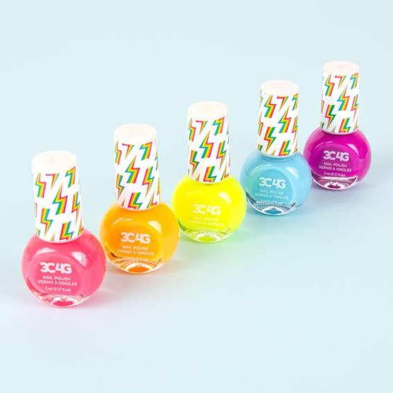 Hanayama Kids Cosmetics Neon Nail Polish Set of 5 Nail Polishes MIR COLORS Hanayama 078672 - Water-Soluble - -