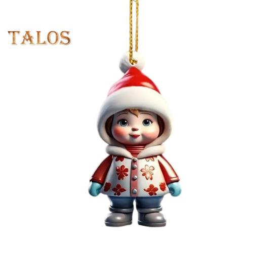 Christmas Ornaments Cartoon Snowman/Santa Xmas Tree Hanging Decoration Holiday Acrylic Decor for Christmas Valentine's Day Winter Party Supplies