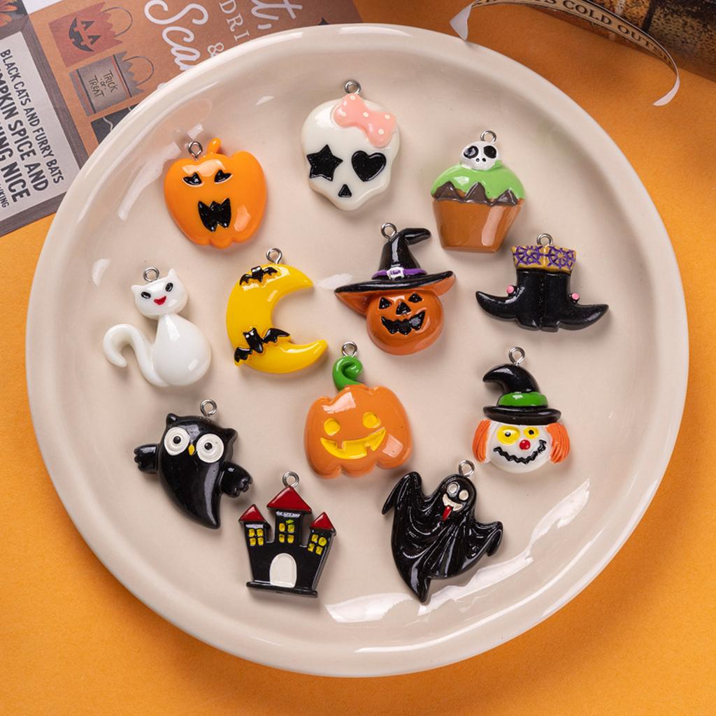 Halloween Resin Pendant Set - Spooky DIY Ornaments With Pumpkins, Skulls & Ghosts For Haunted Decor And Crafting