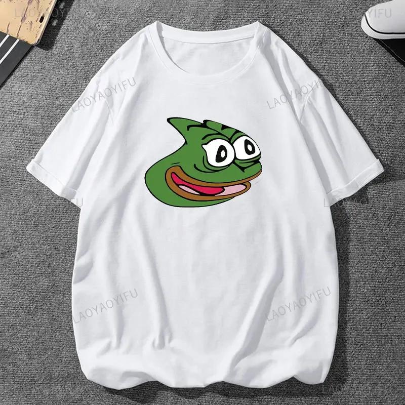 Pe Pe The Frog Meme Emote Cotton Mens Clothing Vintage Fashion Frog Animal Ladies Summer Kawaii Tees Funny Gift Casual Shirt