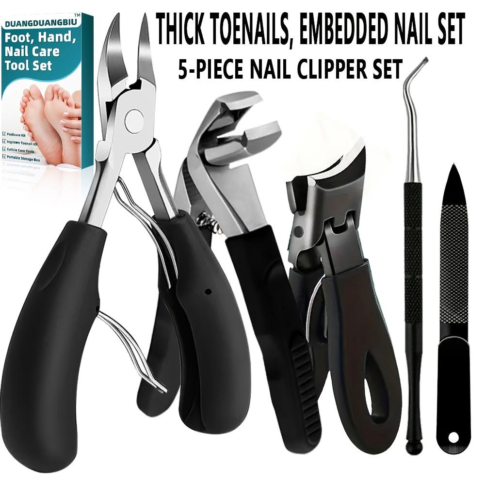 

Набор для маникюра из нержавеющей стали 5 шт. - Сверхпрочные кусачки для ногтей, ножницы для удаления кутикулы и кусачки для ногтей с пилкой для ногтей, классическая черная ручка Set of 5