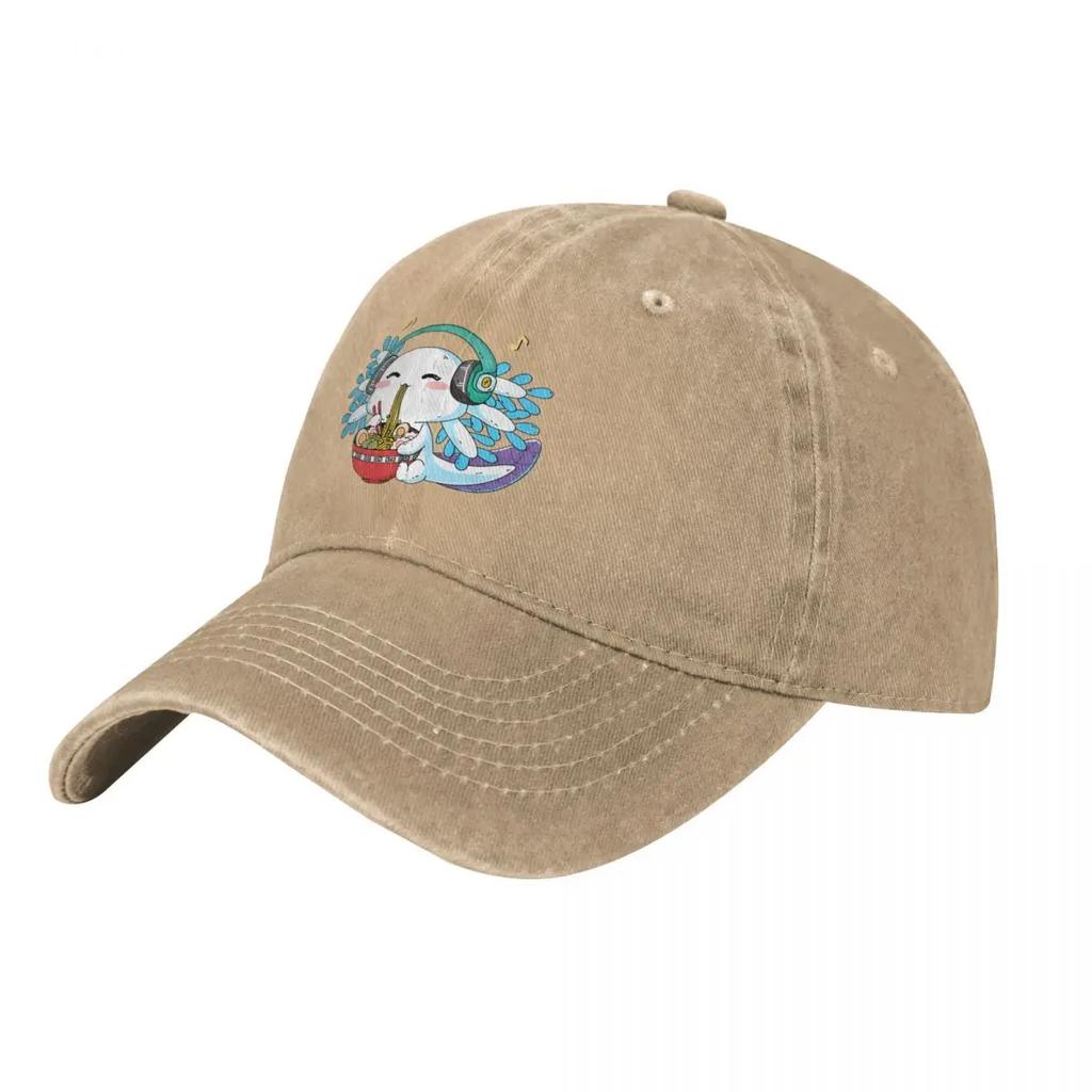 Vintage Cute Axolotl RaUnisex Baseball Cap Unisex Style Distressed Washed Snapback Hat Animal Outdoor Running Golf Gift Hats Cap