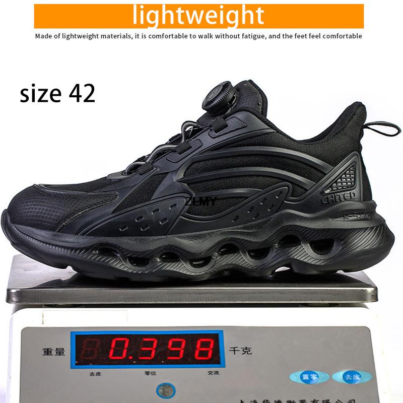 Rotated Button Men Safety Shoes Steel Toe Sneaker Man Easy Wear Work Safety Boots Anti-smash Work Shoes Mens Protective Footwear