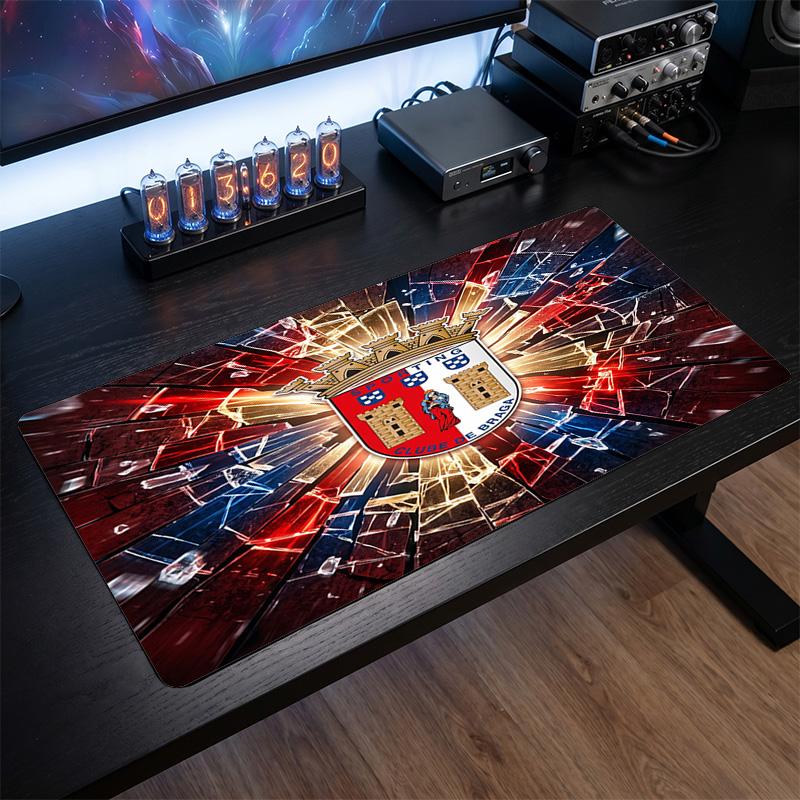 Braga FC Theme Pattern Mouse Pad, Soccer Logo Design XXL Gaming Desk Mat Non-Slip Computer Mouse Pad