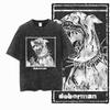 Doberman Graphic T Shirt Vintage Washed Streetwear Tee for Dog Lovers 100% cotton T shirt for men